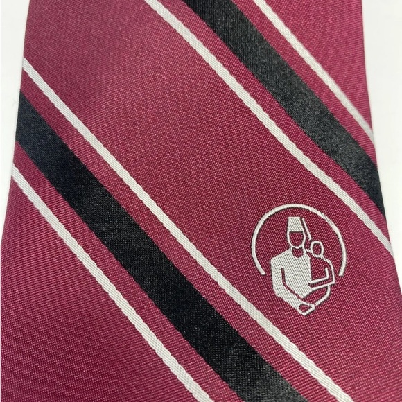 Shriner/Noble/Shrine Necktie Burgundy with Black and White Stripes NWOT Tie - Picture 7 of 9